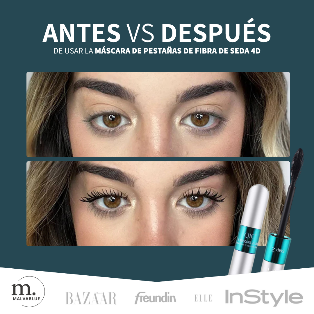 Máscara de Pestañas de Fibra de Seda sistema 4D + Serum de pestañas GRATIS