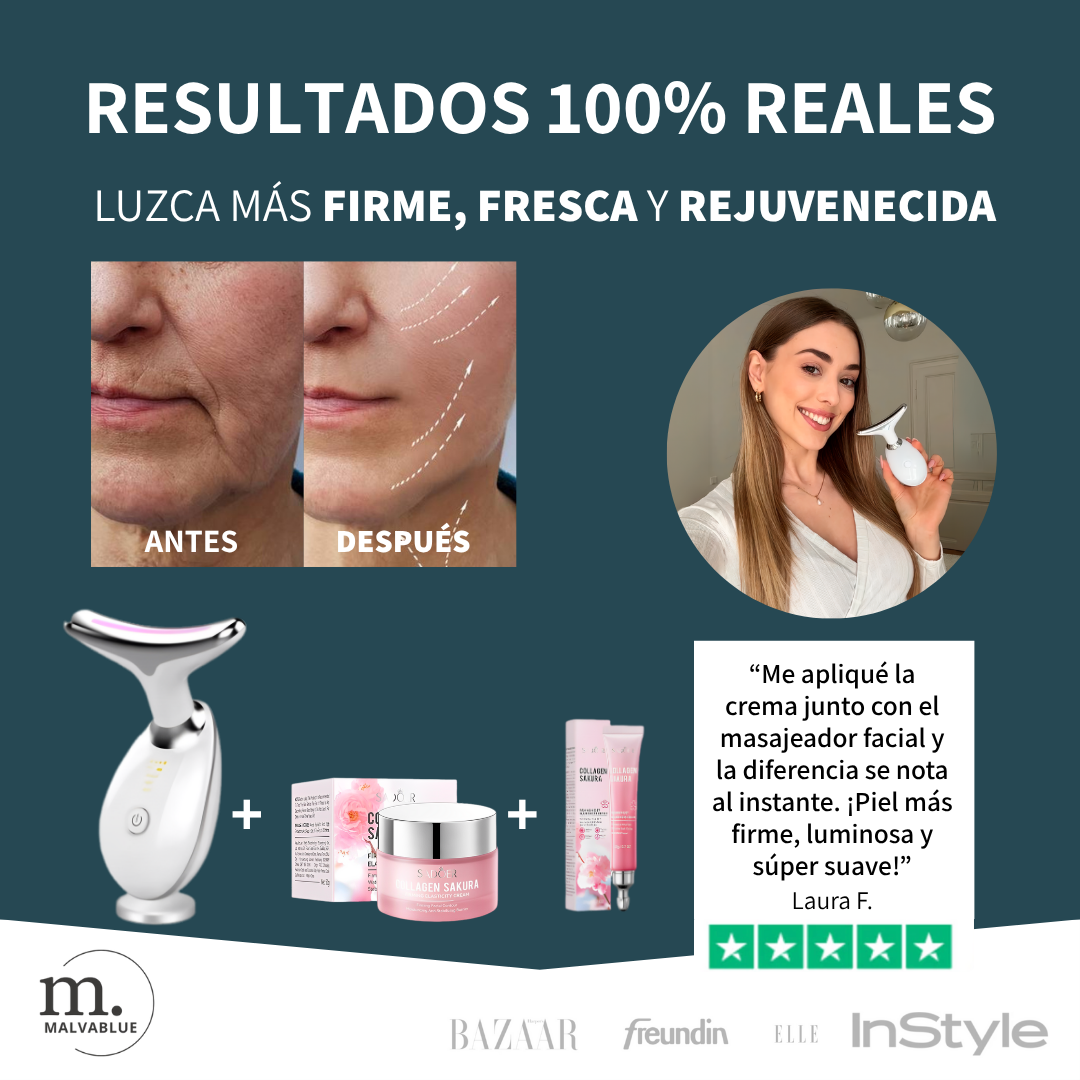 🔥 OFERTA EXCLUSIVA 24h: Masajeador Facial con Vibración + Crema Antiedad + Contorno Ojeras SAKURA