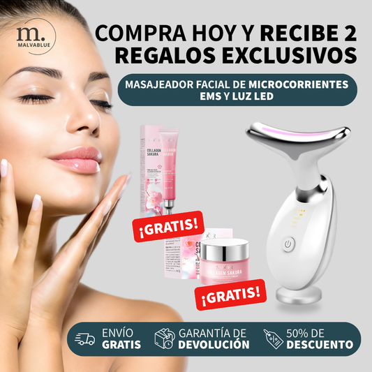 🔥 OFERTA EXCLUSIVA 24h: Masajeador Facial con Vibración + Crema Antiedad + Contorno Ojeras SAKURA